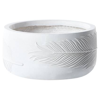 Beliani-FTERO-Bloempot-Gebroken -25 x 25 x 14 cm-Kleivezel Wit