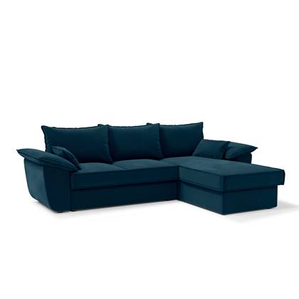 Pauw fluwelen rechte hoekbank 257cm Blauw