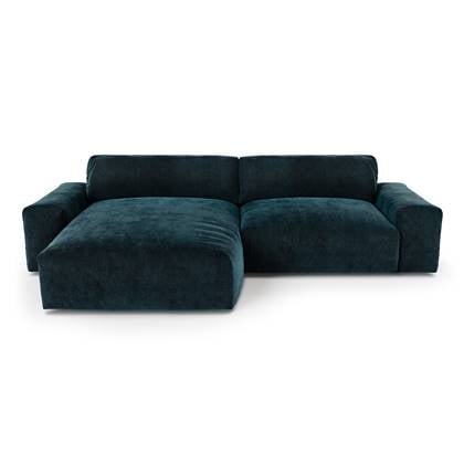 Sofa linker hoek pauw fluweel 310cm Blauw