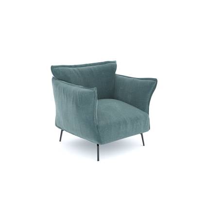 Oceaanblauwe fluwelen fauteuil