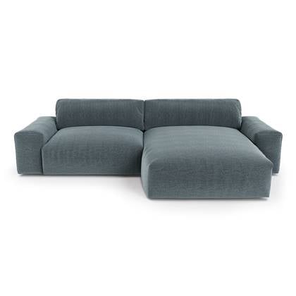 4-zits rechthoekige sofa in geweven stof, soft touch, denim 310cm Blauw