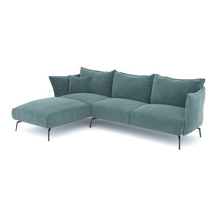 Fluwelen linkerhoekbank met oceaan patroon Blauw