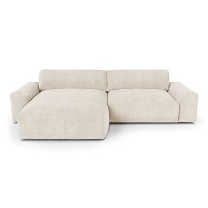Sofa linkerhoek fluweel 310cm Crème