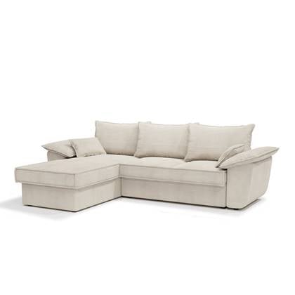 Sofa linker hoekcommode corduroy creme 257cm Crème