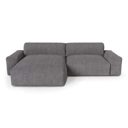 Bank links hoek corduroy antraciet 310cm Grijs