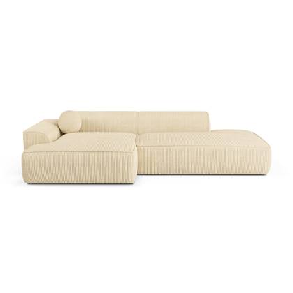 Sofa linkerhoek ribfluweel 300cm Crème