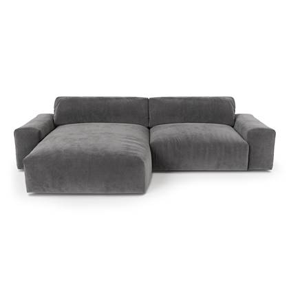 Sofa linkerhoek 4 zits fluweel grafiet 310cm Grijs