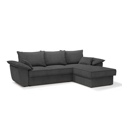 257cm antraciet corduroy slaapbank met rechte hoek en commode Grijs