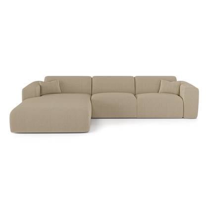 ribfluwelen bank 140cm dunlopillo linker hoekbank Beige