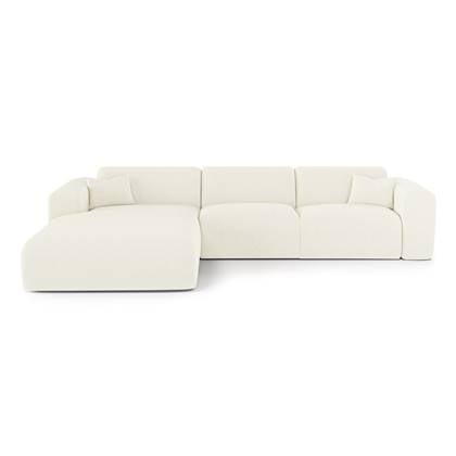 Bank links hoekmodel dunlopillo ribfluweel 140cm Crème
