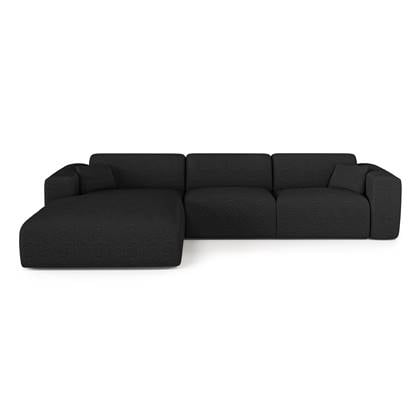 Sofa links hoek cabrio dunlopillo 5 zits bouclette zwart Antraciet