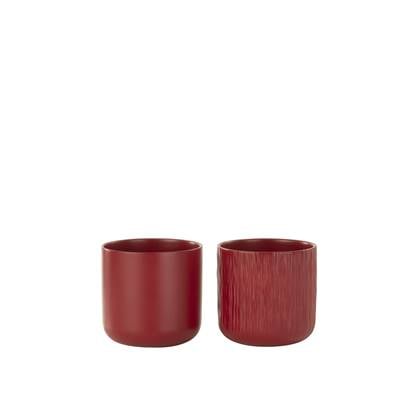 J-Line Bloempot Gen Keramiek Rood Medium Assortiment Van 2 - Ø 15 cm - 2 stuks