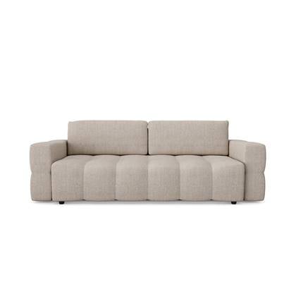 4-zits slaapbank in walnoten kast met bouclette stof Beige