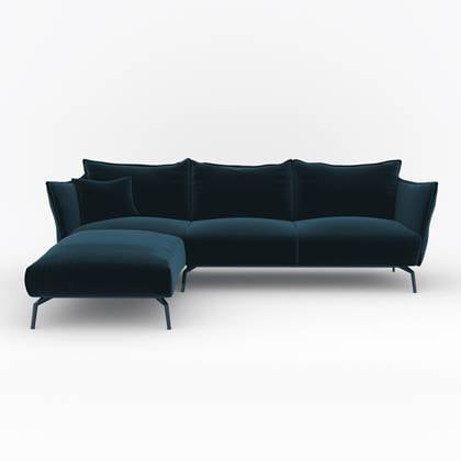 Pauw fluwelen linker hoekbank Blauw