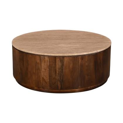 Giga Meubel - Salontafel Travertin Walnoot - 90cm - Elan Bruin