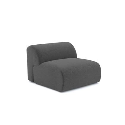 Armloze fauteuil in grafietgrijze bouclette stof Grijs