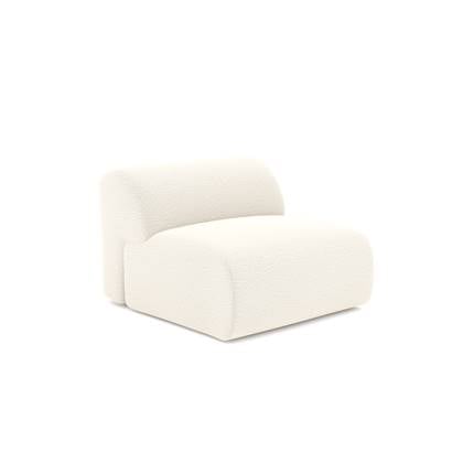 Armloze fauteuil in bouclette stof Crème