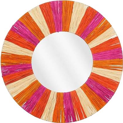 Mica Decorations Ronde wandspiegel - roze|oranje - zeeggras