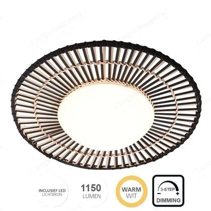 Anne Light & Home Plafondlamp Aura Zwart Bamboe Ø 50 cm 3-Step Dimmer Bruin