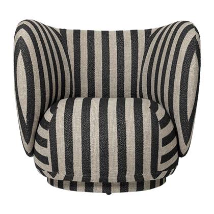 ferm LIVING Rico Wolblend Fauteuil Draaibaar - Zand / Zwart Beige, Zwart