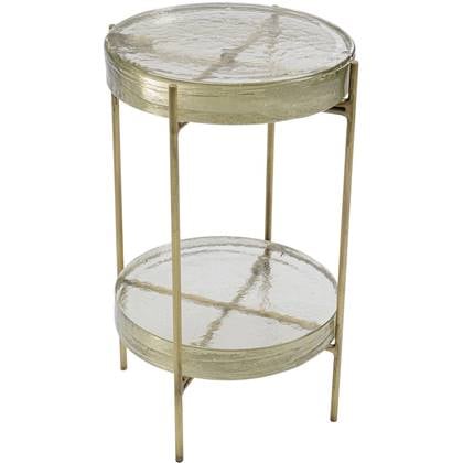 Kare Design Ice Double Bijzettafel - Ø30 Cm - Glas|Metaal Goud