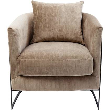 Kare Design La Vida Fauteuil - Stof Beige - Zwart Metalen Onderstel