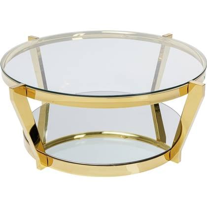 Kare Design Monocolo Ronde Salontafel 90 Cm - Glazen En Goudkleurig
