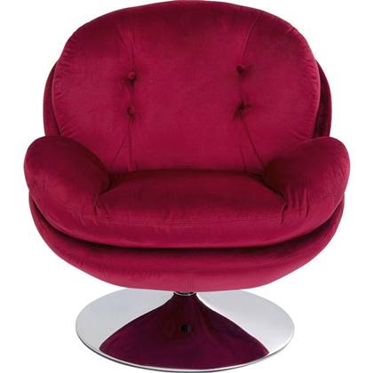 Kare Design Cosy Draaibare Fauteuil - Velvet Bessen Rood