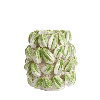 Light&living Vaas deco 32x31,5x36,5 cm CARAMBOLA keramiek crème+groen Wit