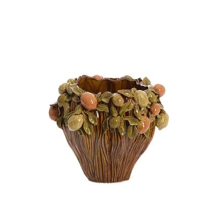 Light&living Vaas deco Ø38x33 cm LEMONI keramiek bruin-oranje+ Groen