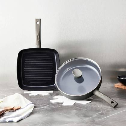 ISENVI Avon Combideal - keramische grillpan en hapjespan - Ergo Grijs