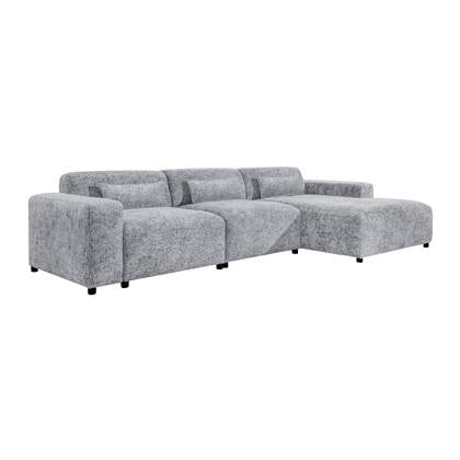 by fonQ Velura Hoekbank Rechts `Big - Chenille - Grijs