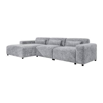 by fonQ Velura Hoekbank Links Big - Chenille - Grijs
