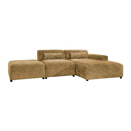 by fonQ Velura Hoekbank Rechts met Hocker - Chenille - Oker