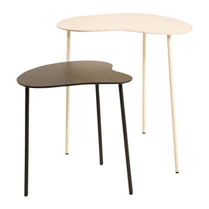 by fonQ Flowy Bijzettafel Set van 2 - Zwart / Crème Zwart, Wit