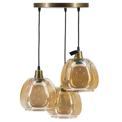 Sfeervolle Hanglamp 3 Bollen - Glas - Goud - 30 x 30 x 4 cm Zwart, Goud