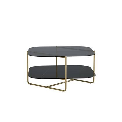 Svea - Stella salontafel - glas en marmer - zwart|goud