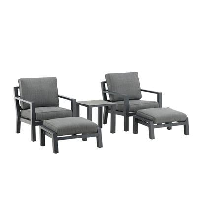 Fjôrd - Loungeset Zwart - 5-delig - Barcelona