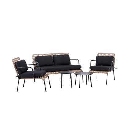Fjôrd - Tuinset Naturel|Zwart - Wicker|Staal - Paola