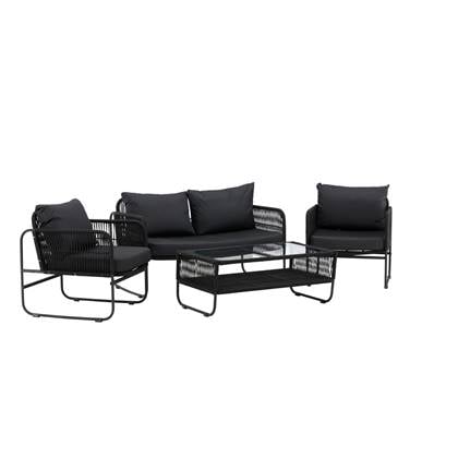 Fjôrd - Tuinset Zwart Seater - Touw - Utah