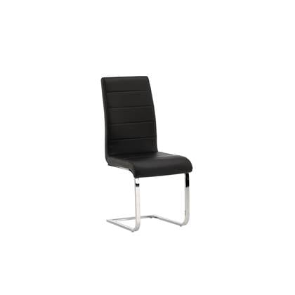 Fjôrd - Eetkamerstoel Zwart|Chromed - PU Leer - Tempo - Set van 2