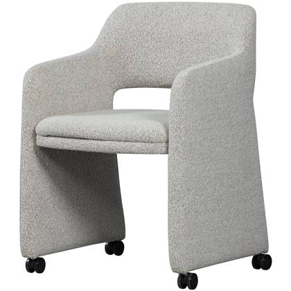 WOOOD Lyric Eetkamerstoel Met Wieltjes - Polyester - Greige - 79x59x58 Grijs