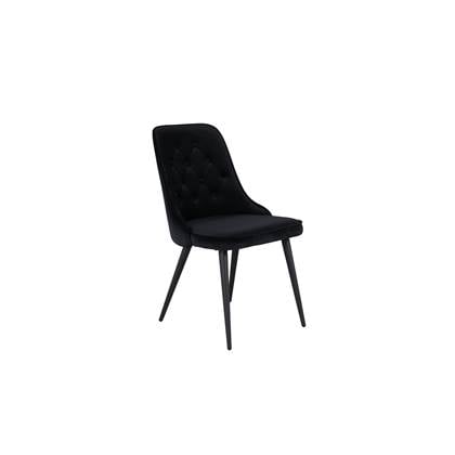 Fjôrd - Eetkamerstoel Zwart - Velvet - Deluxe - Set van 2