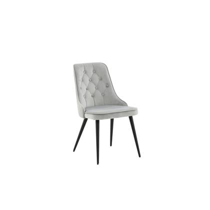 Fjôrd - Eetkamerstoel Lichtgrijs|Zwart - Velvet - Deluxe - Set van 2