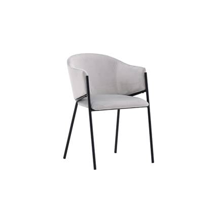 Fjôrd - Eetkamerstoel Lichtgrijs|Zwart - Velvet - Evelina - Set van 2