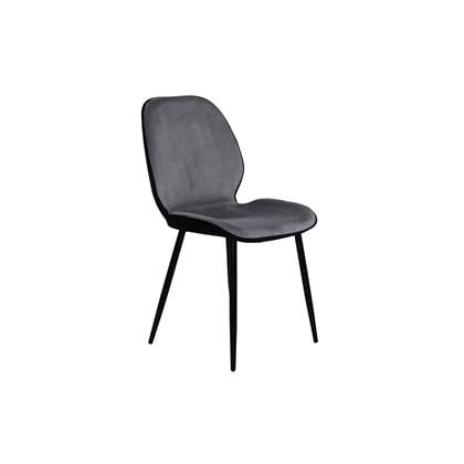 Fjôrd - Eetkamerstoel Zwart|Lichtgrijs - Velvet - Emma - Set van 2