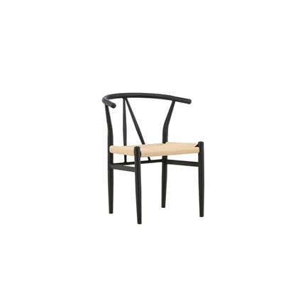 Fjôrd - Eetkamerstoel Zwart|Beige - Touw - Alfons
