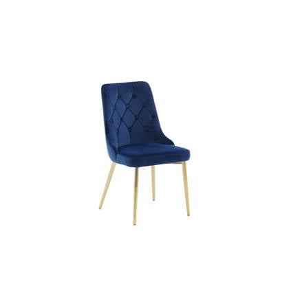 Fjôrd - Eetkamerstoel Blauw|Koper - Velvet - Deluxe - Set van 2
