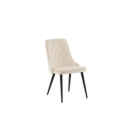Fjôrd - Eetkamerstoel Beige|Zwart - Velvet - Deluxe - Set van 2