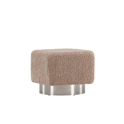 Fjôrd - Poef Bruin|Zilver - Teddy - Newton